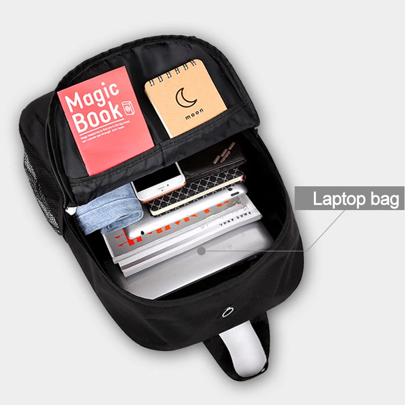 Mochila escolar de animación luminosa para niño y niña, morral con carga USB para ordenador portátil, 2 unidades por juego