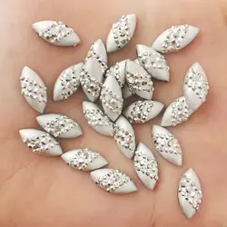 New 100PCS 7*15mm Cat eye resin horse eye Flatback rhinestone scrapbook DIY wedding Embellishment appliques  PF446