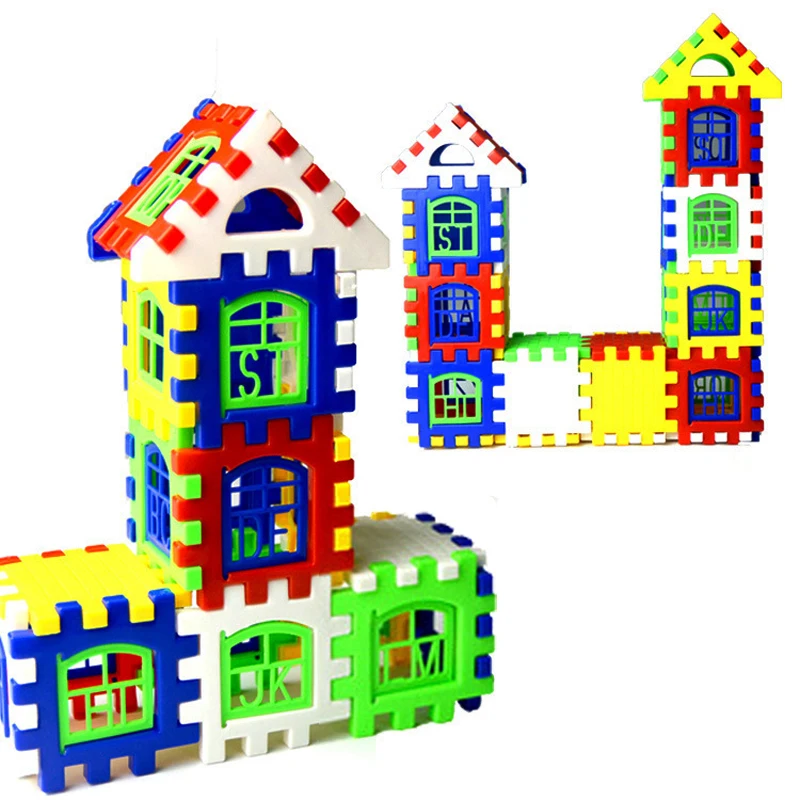 24 Pieces Set 3D Building Block Plastic Square House Model Kindergarten Learning and Education Toy