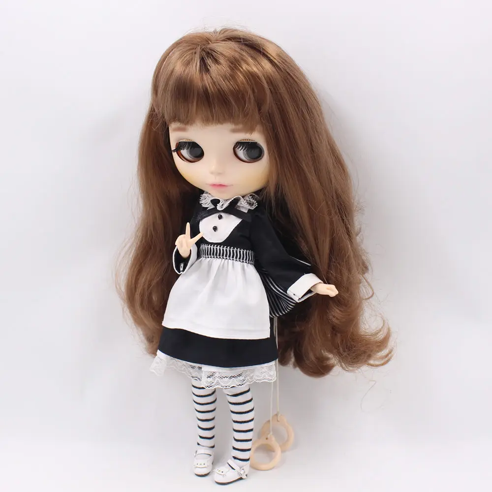 Outfits for Blyth doll Maid outfit with apron and socks suit for 1/6 doll ICY BJD NEO Wednesday Addams