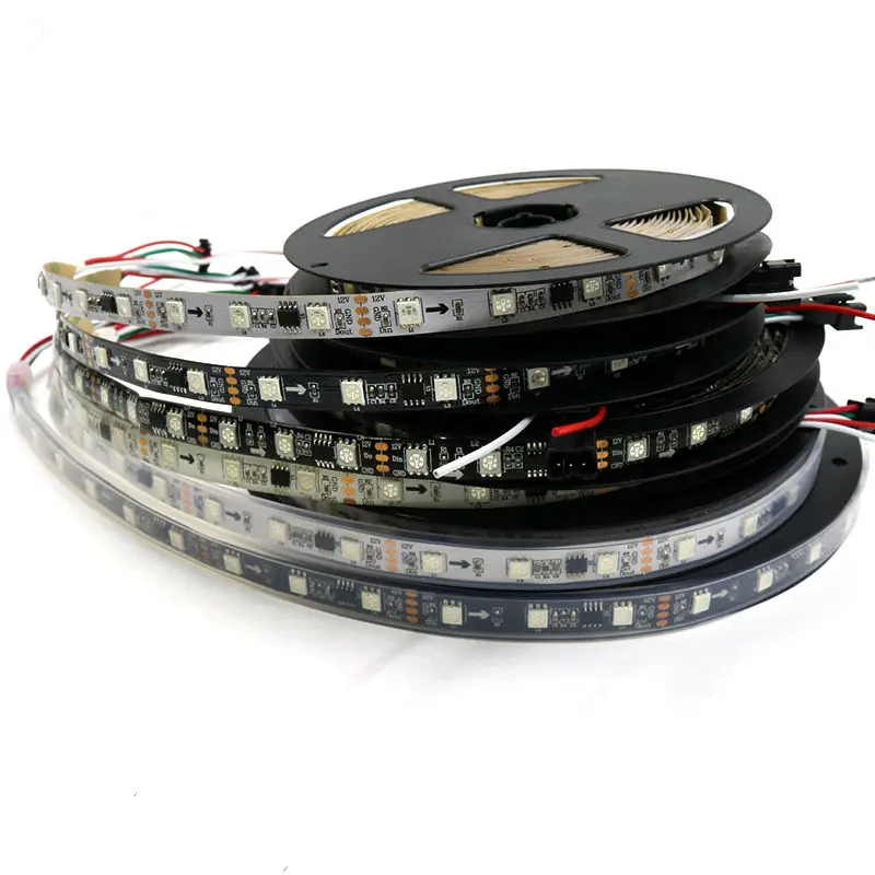 

Светодиодная лента WS2811 12 В, 48 Светодиодный одов, s/m, 5050 SMD RGB, модифицируемая Пиксельная Светодиодная лента для цифрового ТВ, Белый/Черный PCB,IP20/IP65/IP67