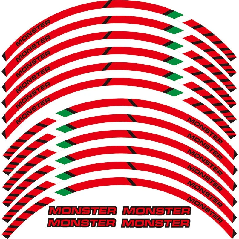 High quality 12 X Thick Edge Outer Rim Sticker Stripe Wheel Decals FIT for all DUCATI MONSTER 695 696 796 1100 1100S 797 821 795