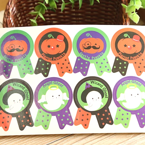 Autocollant de scellage de la série Halloween Kawaii, étiquette décorative pour cadeau, papeterie d'emballage, fournitures pour enfants (ss-1571), 80 pièces/lot