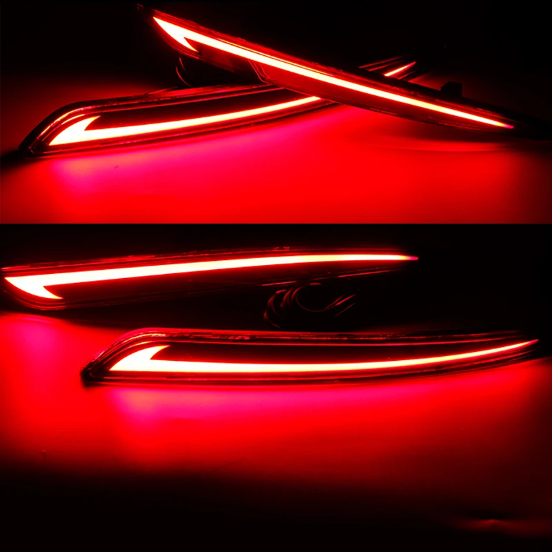 Taillight Style Red 3D Optic LED Rear Bumper Reflector driving Tail Brake Light Turning Lights For 2014~2016 Ford Fusion Mondeo