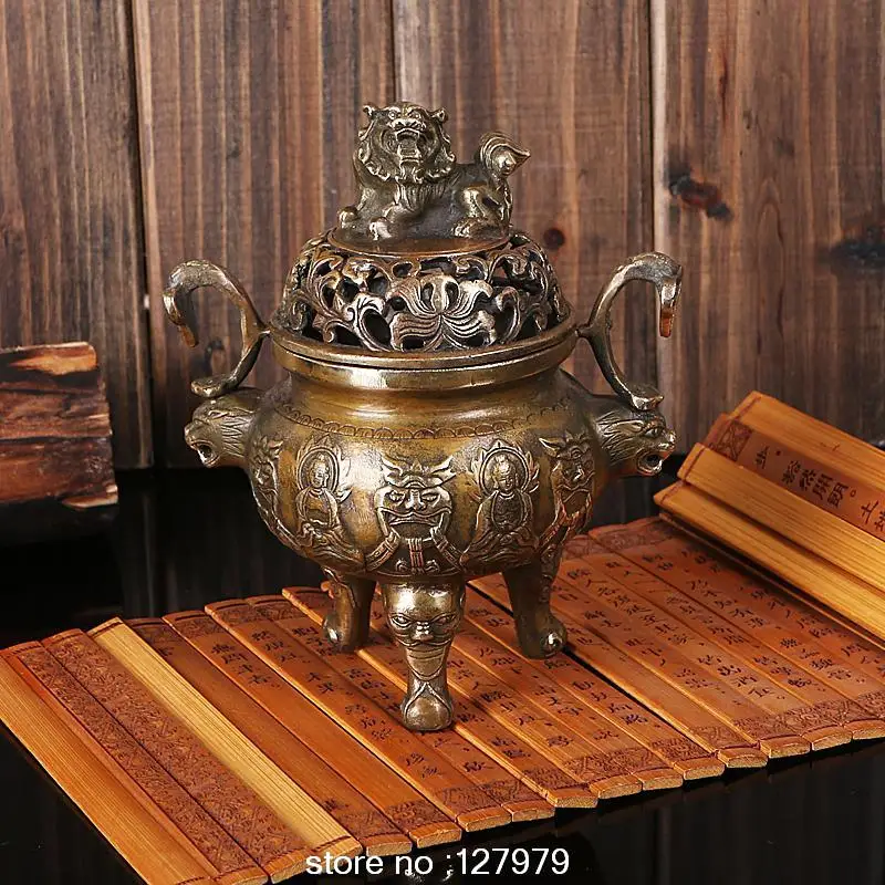 Copper incense burner, modelled after an antique, censer, Buddhist supplies, Classical incense burner, copper censer ~