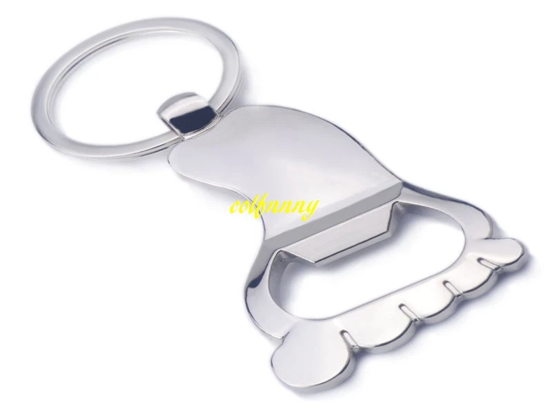 

500pcs/lot Fast Shipping Sole Shaped Bottle Opener Keychain Key chain Metal Key Ring Beer Bottle Opener