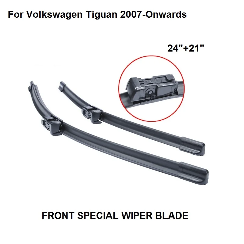 

24"+21" Windscreen Wiper Blades For Volkswagen Tiguan 2007-Onwards Car Accessories For Natural Rubber Bracketless