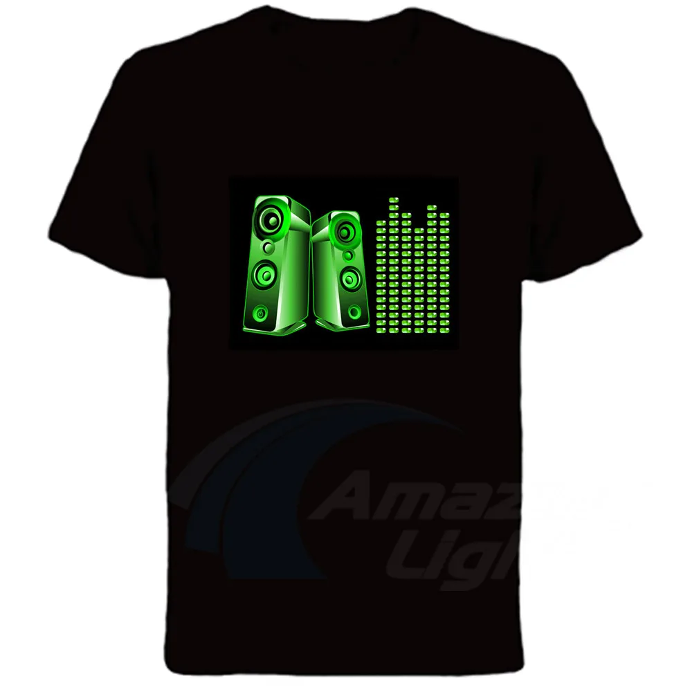 EL Equalizer Sound Activated LED T Shirt Light Up and Down Flashing  Music Activated Led T-Shirt