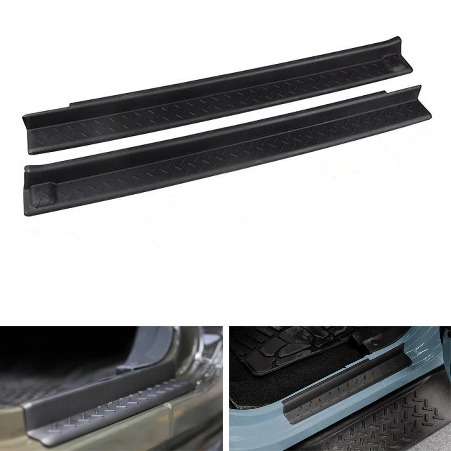 YAQUICKA 2Pcs Black ABS Non-slip Door Sill Entry Guard Scuff Plates Protect Cover Trim For Jeep Wrangler JK 2 Door Auto Styling