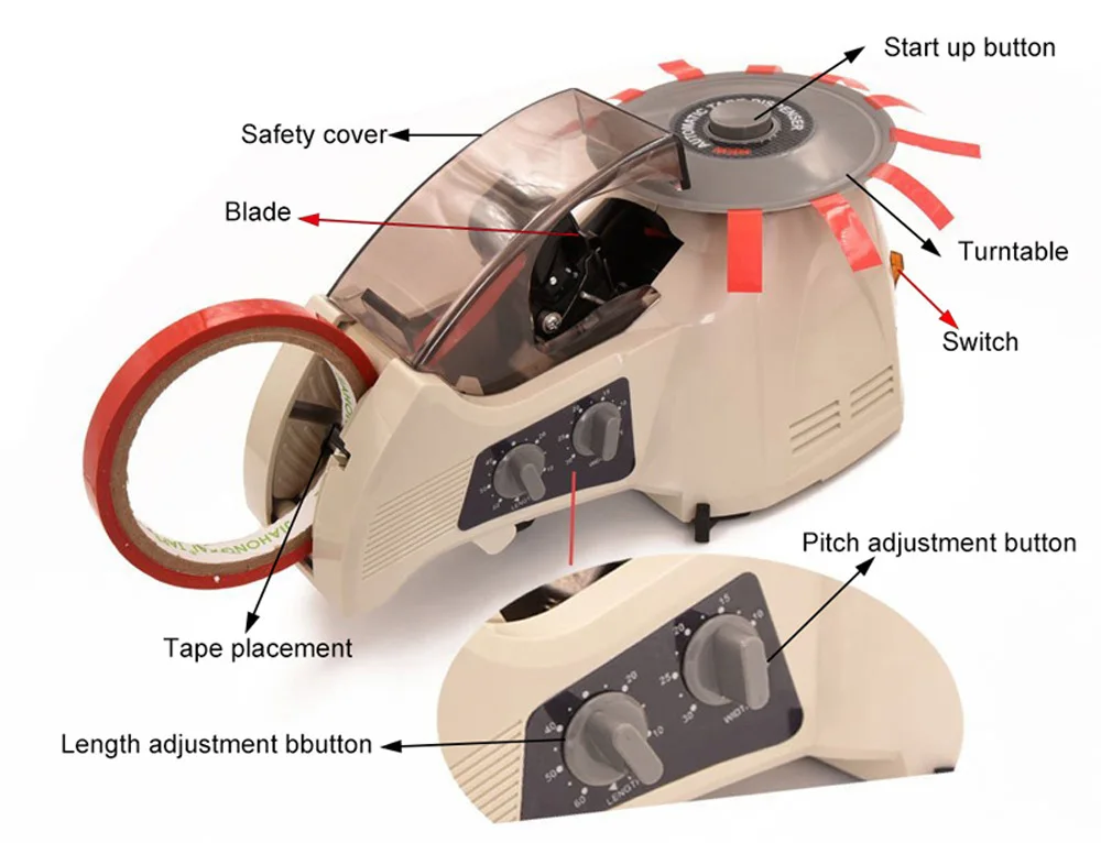 Knokoo Electric Carousel Adhesive Tape Dispenser RT-3000 for Copper Foil Cotton and Plastic Tape cutter