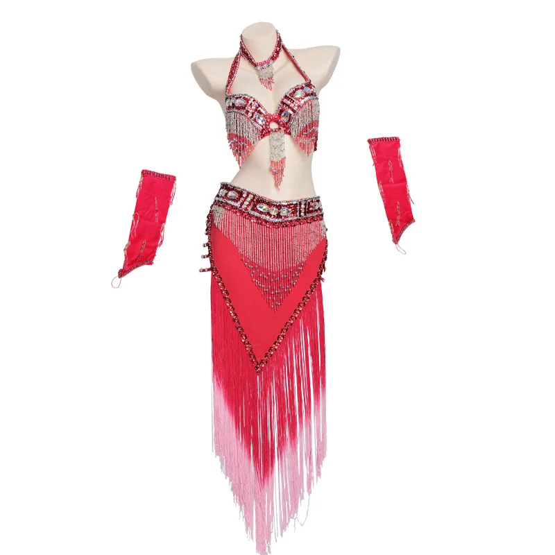 Women\'s belly dancing outfits tassel professional belly dance costumes belly dancing clothes beaded dancing bra skirt dress