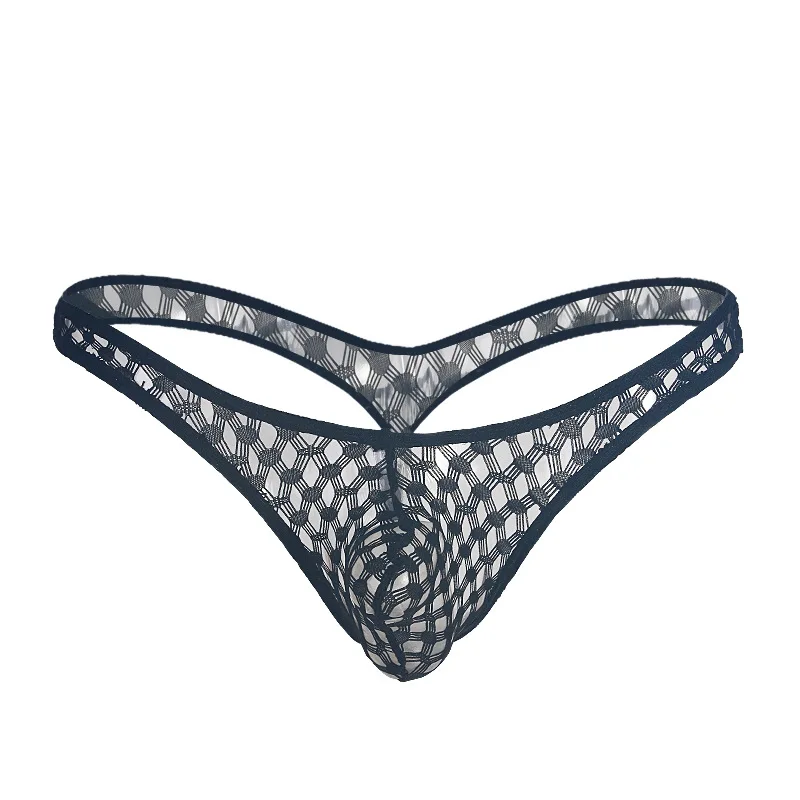 Plus Size Men U Convex Pouch G-string Cockring Sheer See Through Brief Sexy Underwear Transparent Thongs Panties Brief Gay Wear