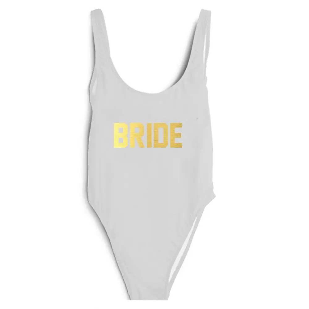 WackDaria sexy women swimsuit one piece letter BRIDE no bra-pad & push up maillot de bain femma summer women beach wearsuit