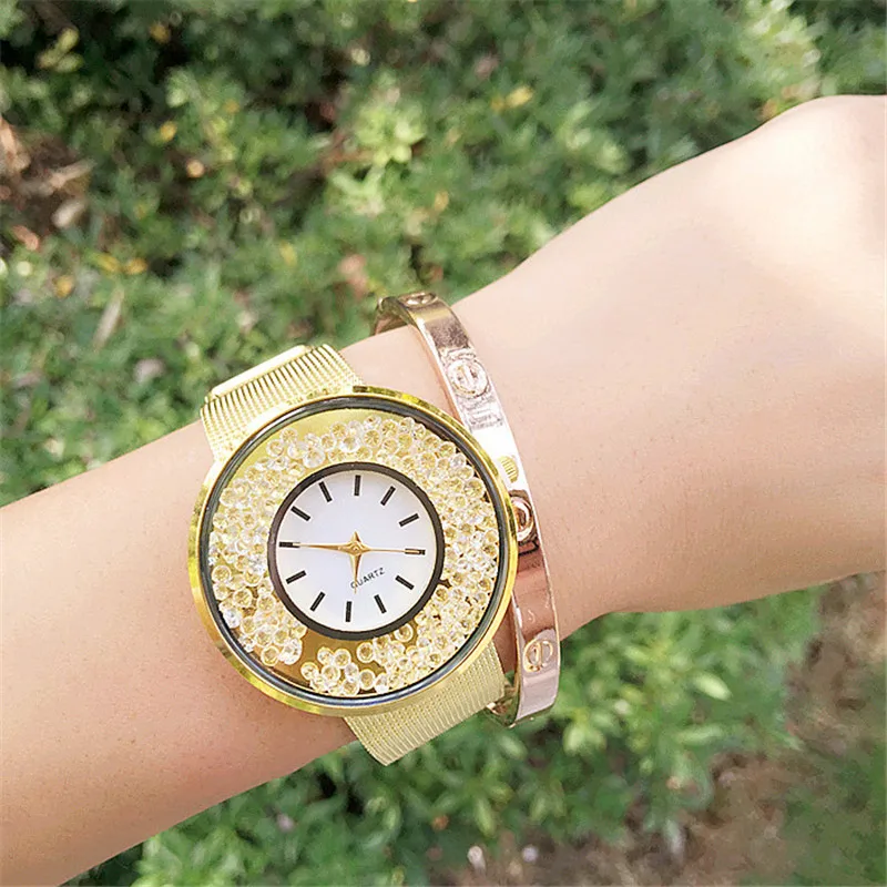 Reloj de pulsera de oro rosa para mujer, cronógrafo de lujo con diamantes de imitación, nuevo