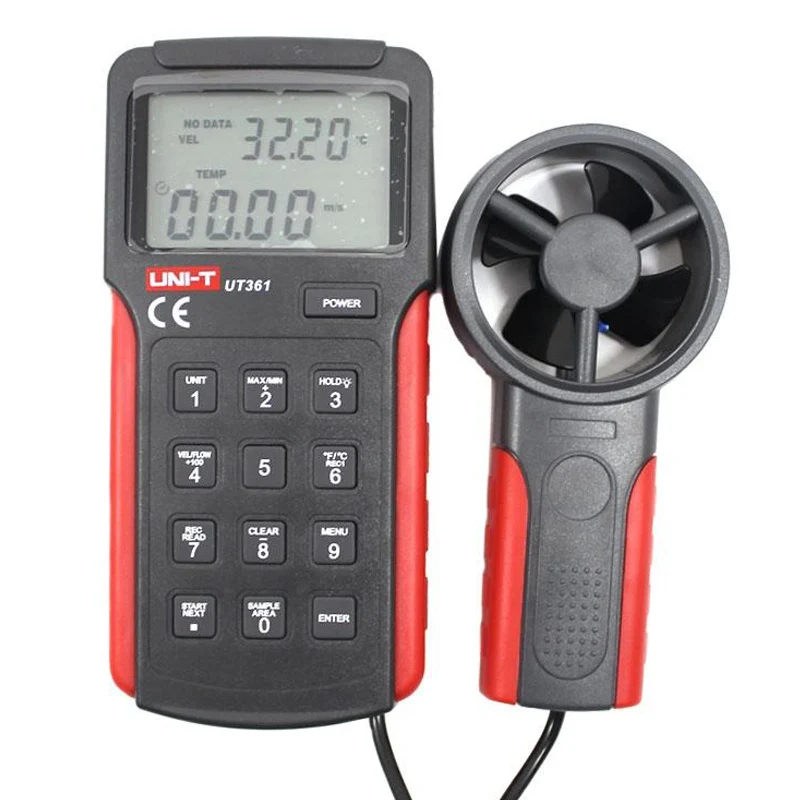 Anemometer der UNI-T UT360-Serie UT361 UT362, professioneller Tester für Lufttemperatur/Luftgeschwindigkeit/Luftvolumen