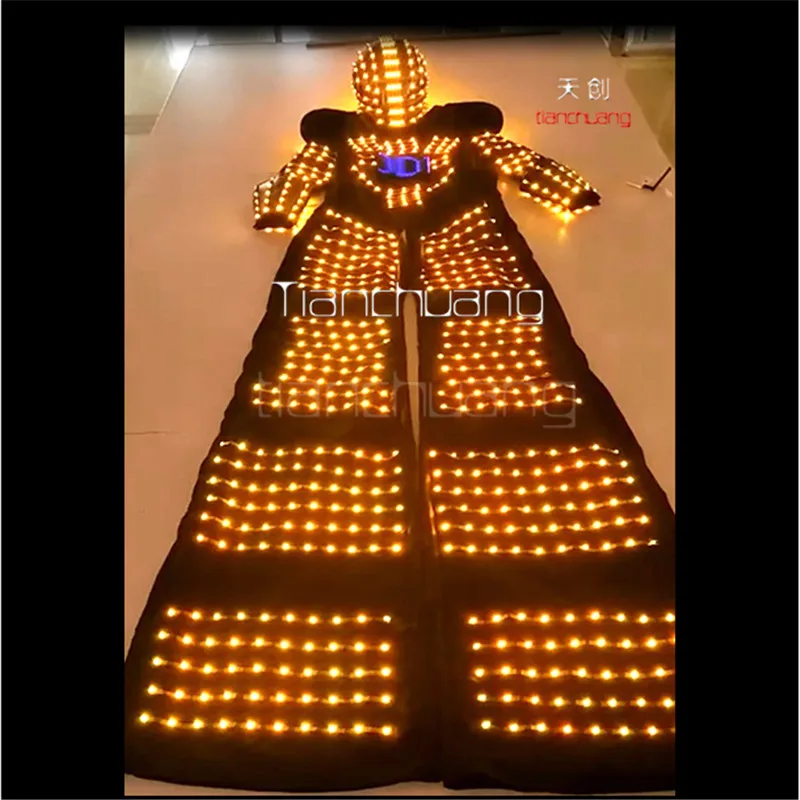 TC-157 Mens led costumes ballroom dance Programming RGB robot costumes led clothes dance full color stage wears luminous light