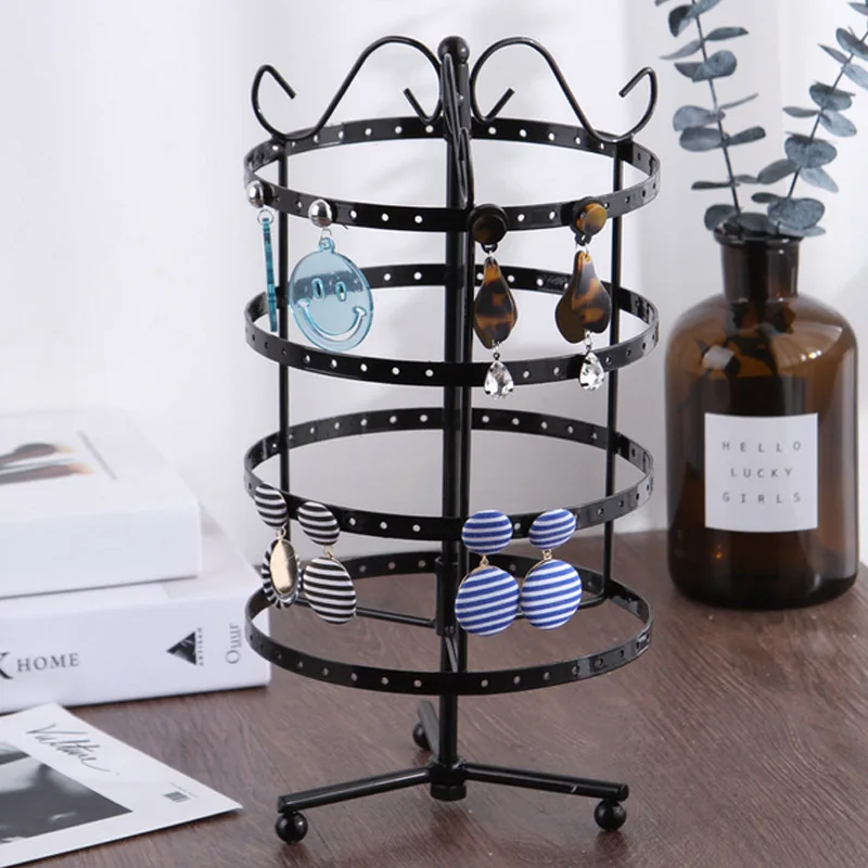 Top selling Jewelry organization Multifunctional Metal Display Stand Holder Round 96 Holes Earring Stud Necklace Jewelry Display