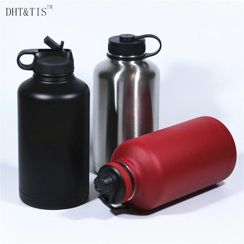 64OZ Vacuum Flask Cold Insulated Kettle Water Bottle Beer Growler Big bpa free Thermos Bottle bpa free can you swig it?