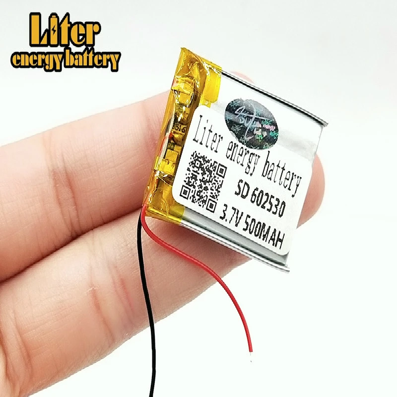 3.7V 500mAh li polymer lithium rechargeable Lipo battery 602530 for MP3 MP4 GPS DVD bluetooth DVD recorder headset e-book camera