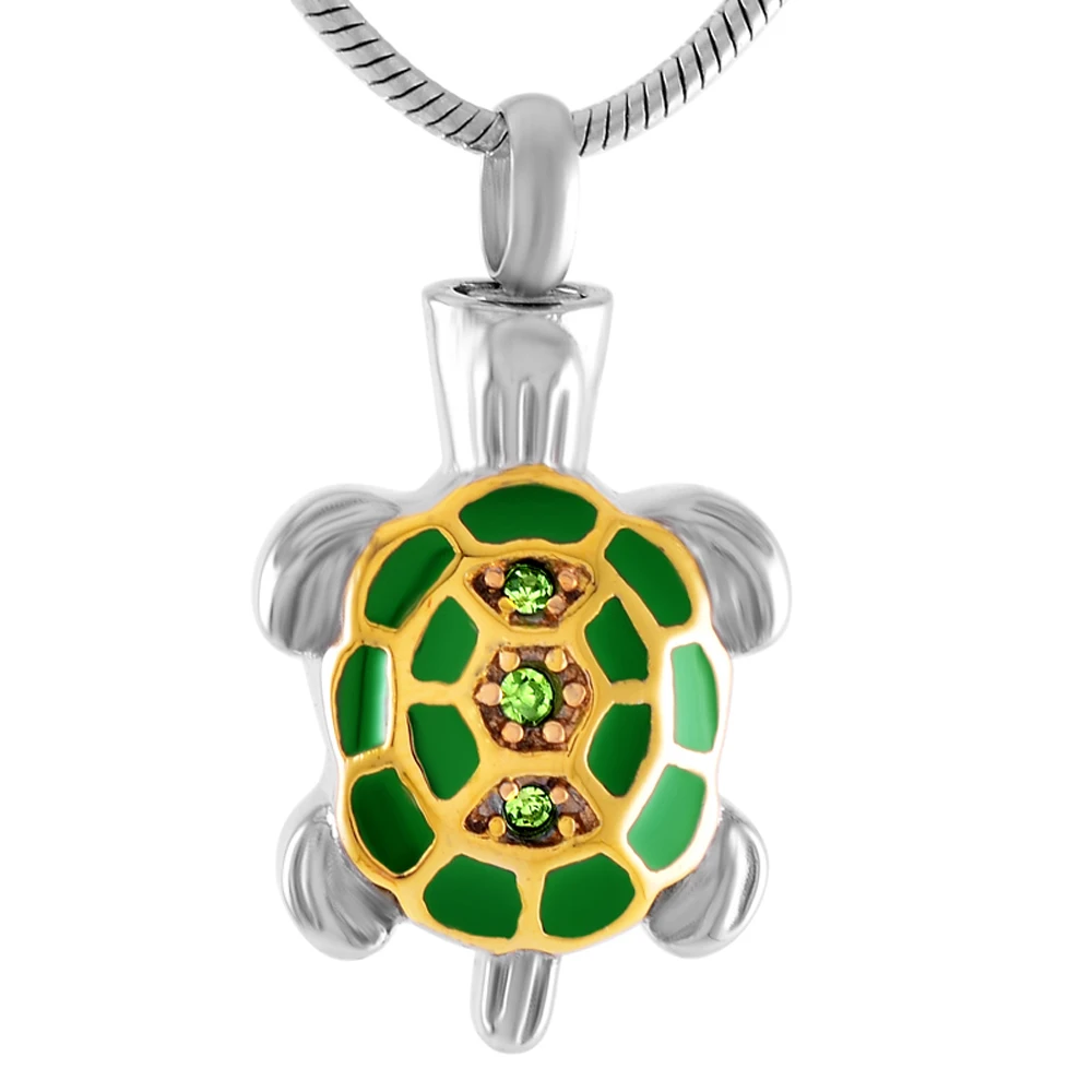 CMJ8340  Colorful Tortoise Shape  Memorial Jewelry Cremation Pendant Necklace for ashes Stainless Steel Mini Ash Lockets