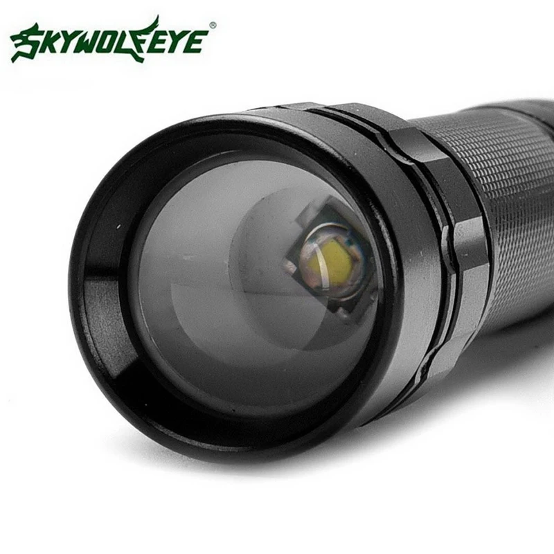 Skywolfeye-linterna táctica XPE para exteriores, luz LED de aleación de aluminio con zoom, alta calidad, 18650