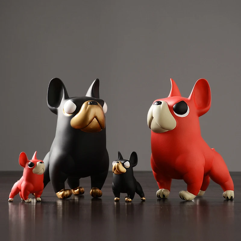 Creative french bulldog black/red Lovely animal dog Figurines & Miniatures arts and crafts ornaments home decoration accessories