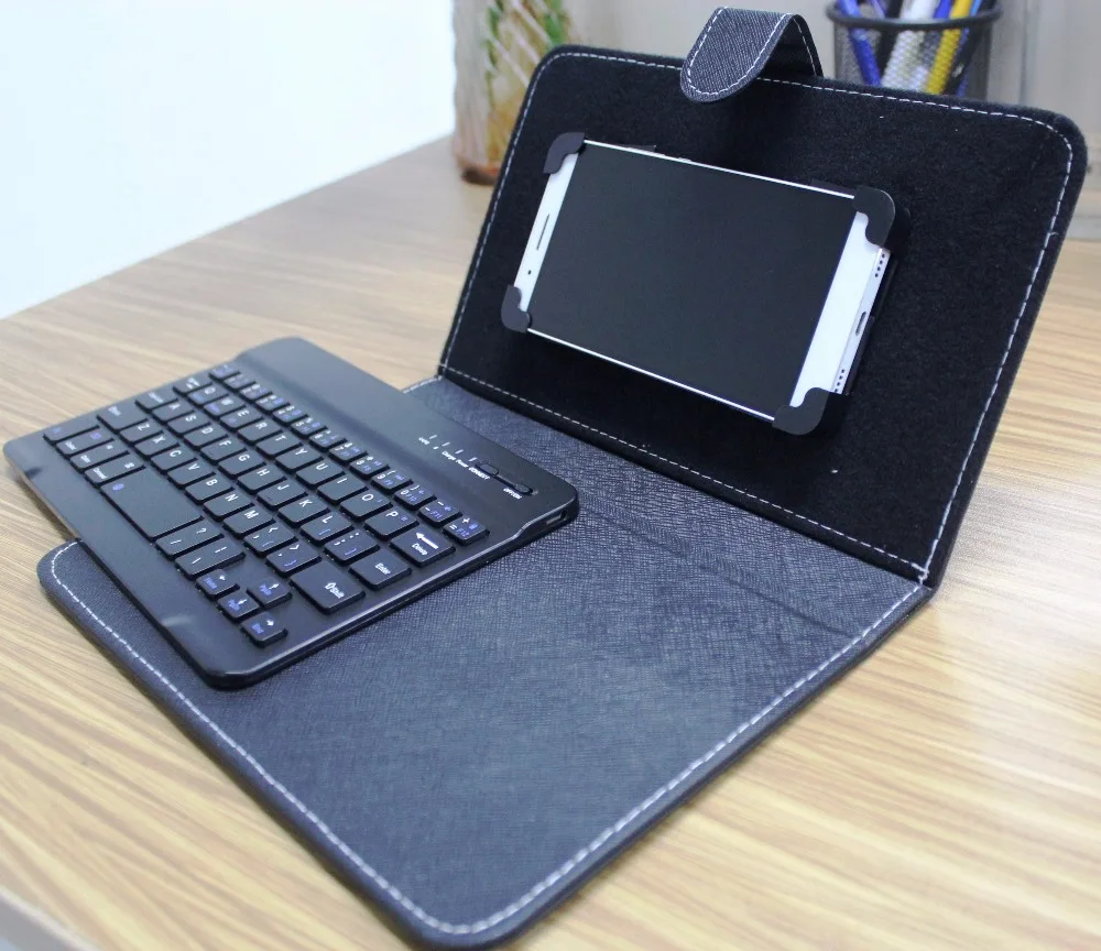 Multi color leather case phone holder bluetooth 3.0 keyboard for Android Windows IOS Samsung Huawei Xiaomi Sony HTC 4.5