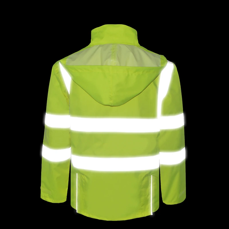 Men\'s Waterproof High visibility rain jacket safety rain coat reflective with pockets