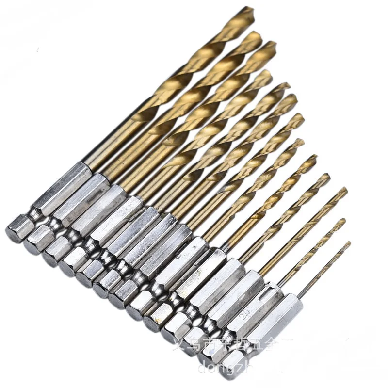 HSS Titanium-plated Hexagonal shank  twist drill  Multi-function stainless steel hand electric drill bits .5-6.5m NO.B1362