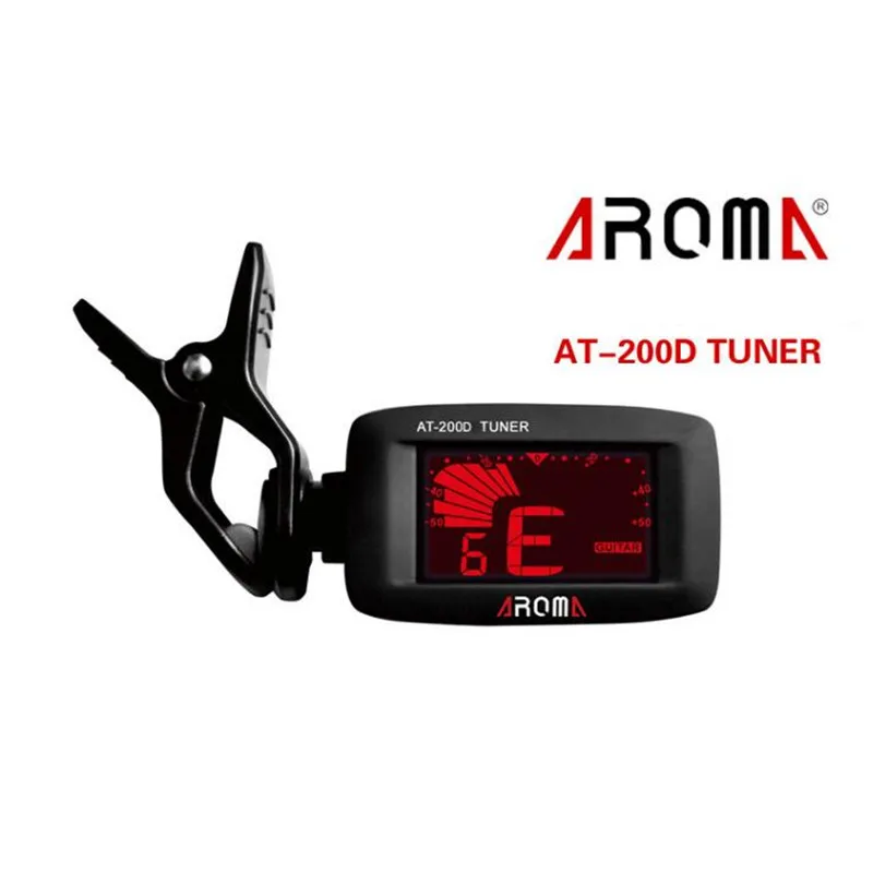 Aroma AT-200D Suku Cadang Gitar Elektrik Bass Ukulele Accusamus Bagian Aksesori Tuner Gitar Digital LED Warna Hitam