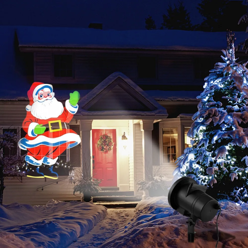 Christmas Projector Lamps LED Stage Light Christmas Landscape Garden Lamp Outdoor Lighting pattern Card Waterproof Santa Claus