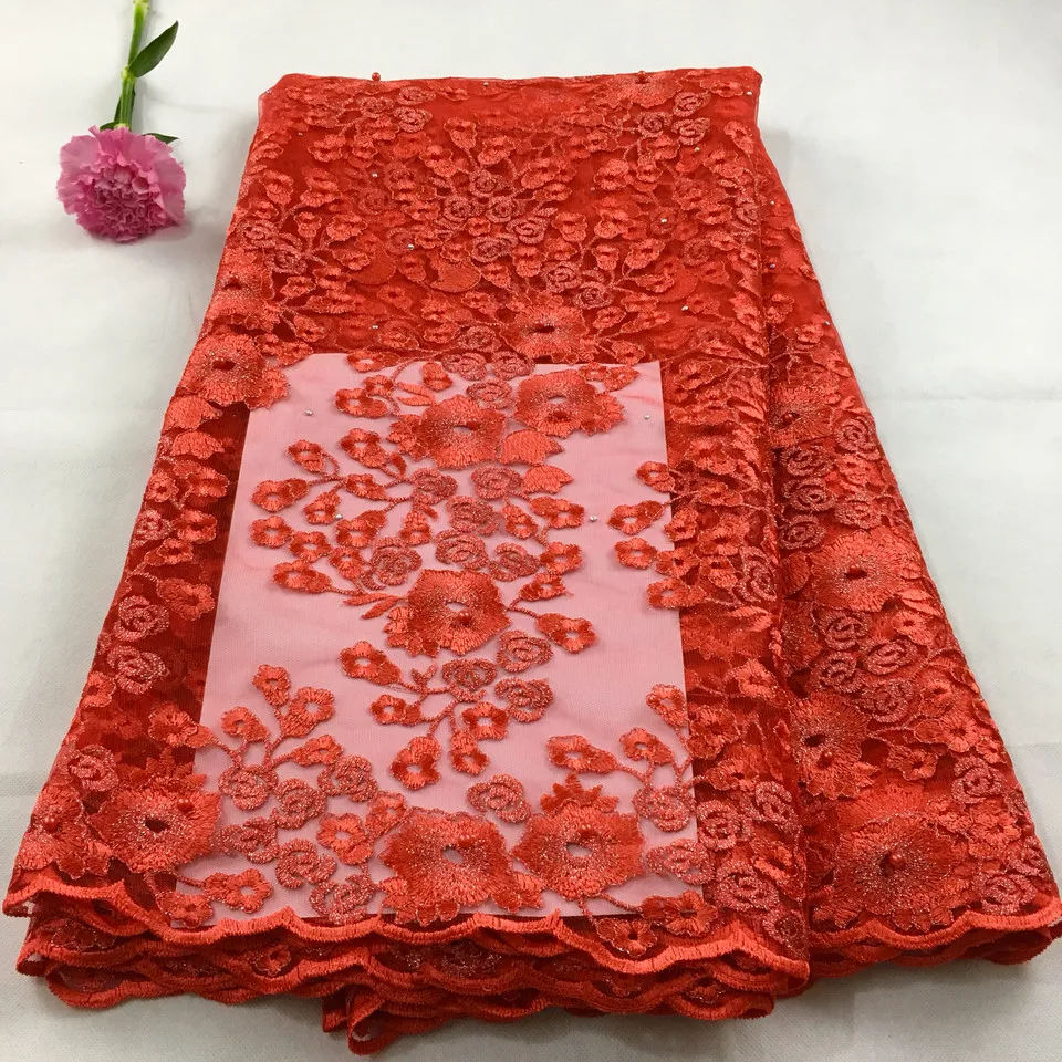 red african lace fabric 2019 high quality lace french mesh fabric beaded stones nigerian swiss lace fabrics for dressLHx10C