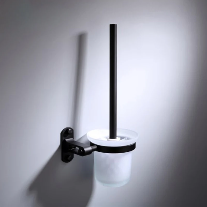 Free shipping Bathroom Accessories Wall Mounted Black Space Aluminum Bathroom Toilet Brush Holder BR-999mts