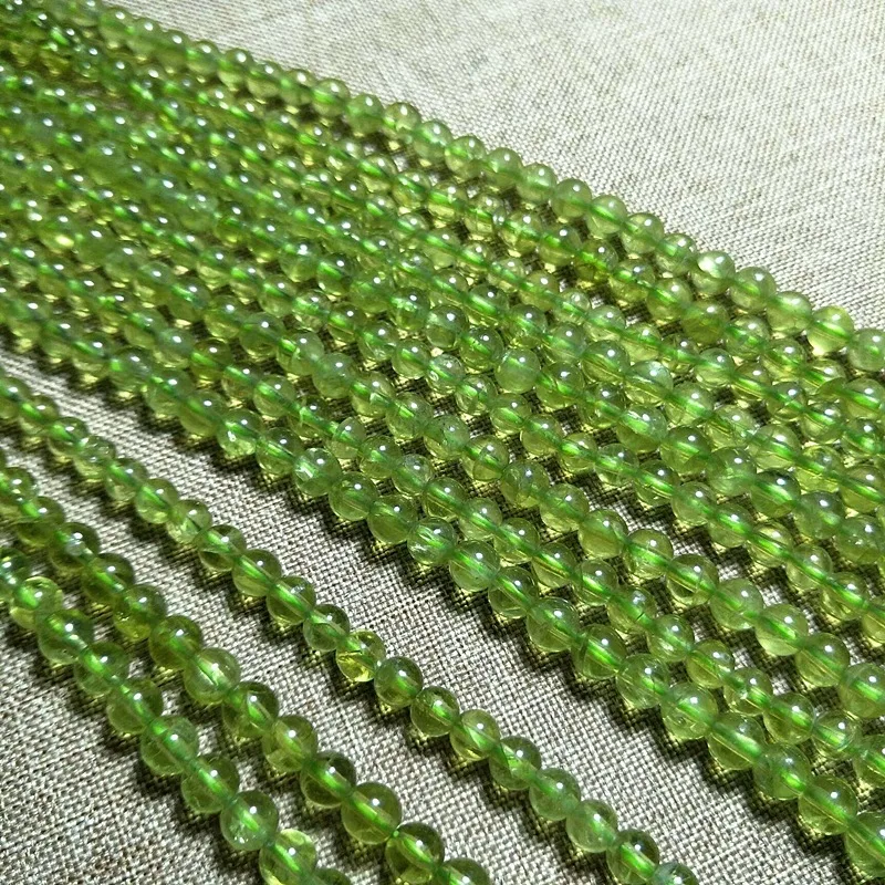 3mm 4mm 5mm Natural Peridot Stone Gemstone Diy Loose Beads For Jewelry Making Strand 15\