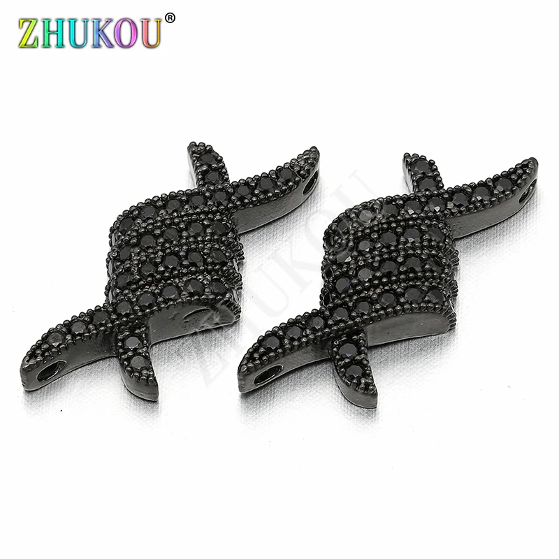 9*22mm Handmade Brass Micro Pave Cubic Zirconia Connector Charms, Gunmetal, Hole: 1mm, Model:VS241