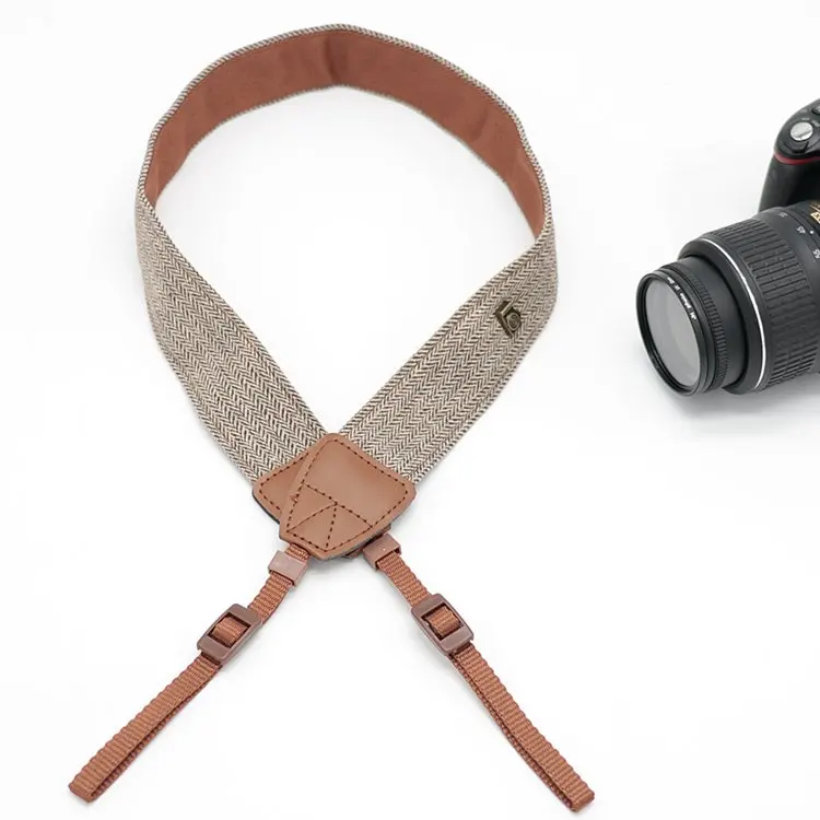 Tracolla per fotocamera Supporto per tessuto per cintura da collo in pelle di cotone regolabile universale per parte di accessori DSLR Canon Sony Nikon