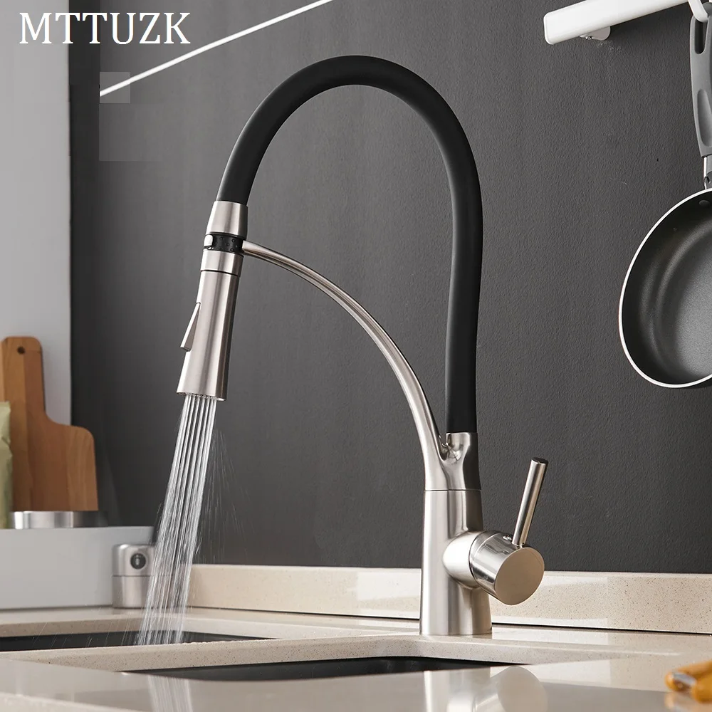 

MTTUZK Kitchen Mixer Kitchen Sink Faucet Brass Brushed Nickel Torneira Tap Kitchen Faucet Hot Cold Deck Mounted Bath Mixer Tap