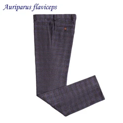 New 100% High Quality Wool Custom Made Plaid Pant Formal Wedding Men Suit Pants Fashion Casual Brand Straight Dress Trousers