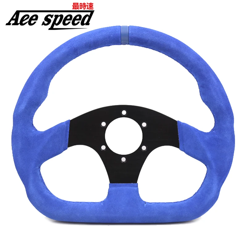 

13inch 330mm Type D Steering Wheel red/blue Suede Leather Steering Wheel Flat racing Game Steering Wheel With a horn