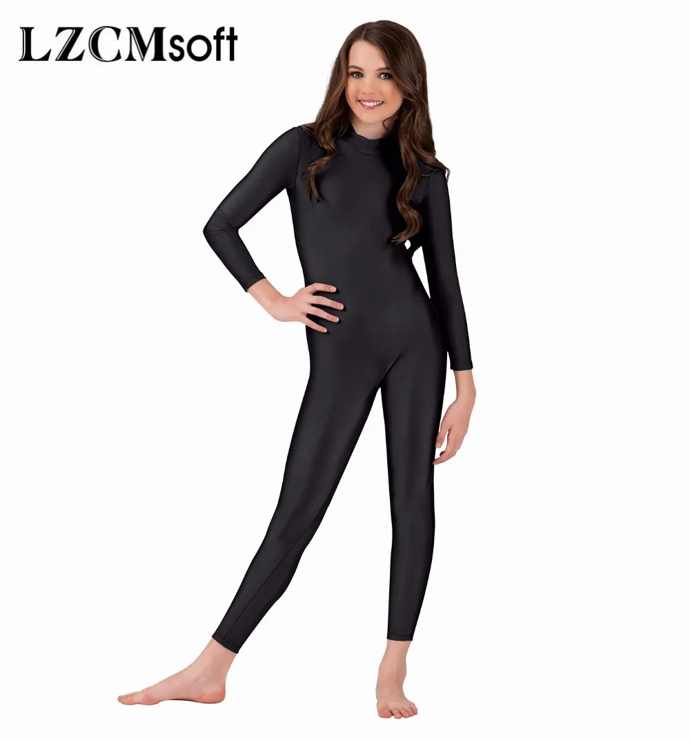 LZCMsoft-Unitards à manches longues pour enfants, combinaisons complètes pour tout-petits, vêtements de danse sur scène en spandex, danse de ballet pour filles