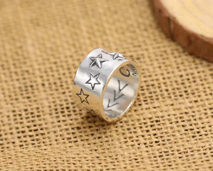 925 Sterling Silver Smooth Pentagon Star Men 's Ring