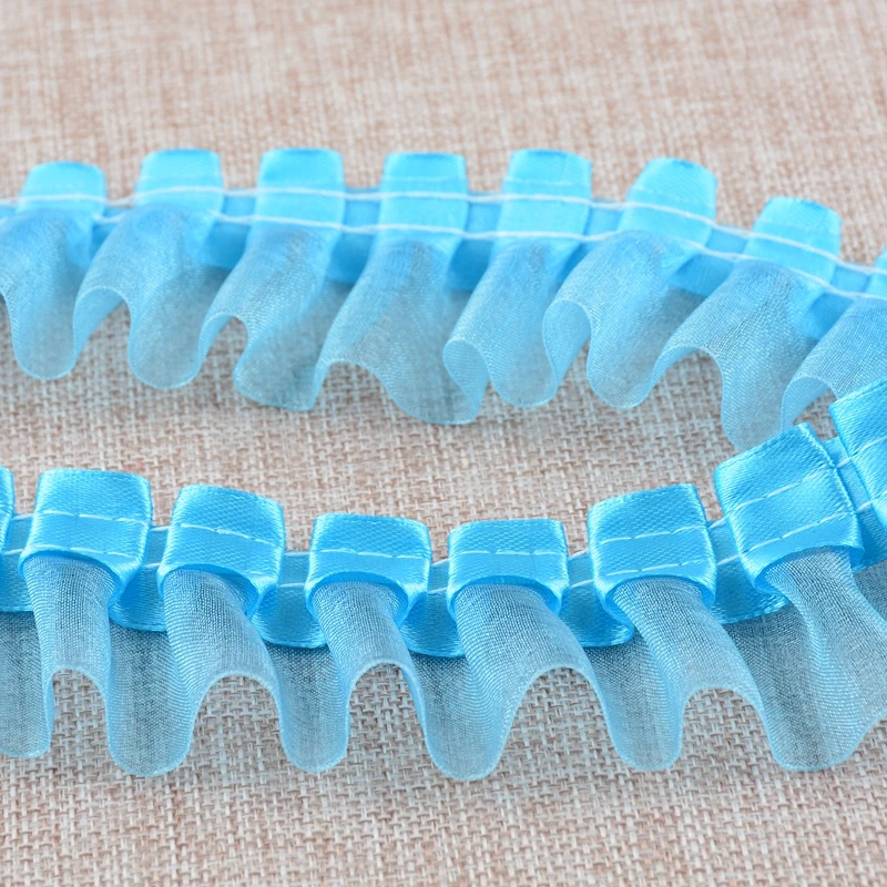 1 pc 40mm pojedyncza warstwa plisowana Organza tkaniny koronki wykończenia wstążki ręcznie DIY akcesoria do szycia rzemiosła do sukni ślubnej