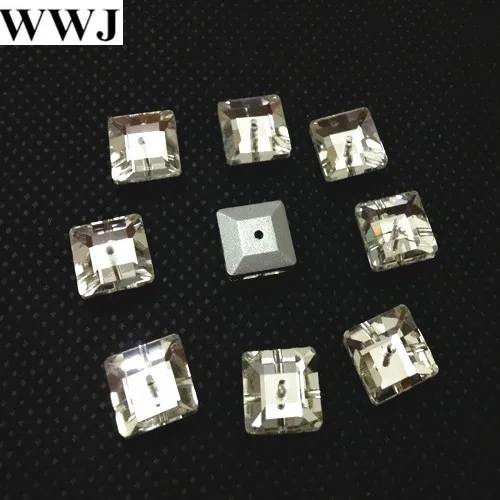 6,8,10,12,14mm,Pointback Square Lochrose Sew On Stone Crystal Clear Color Middle One Hole Sewing Glass Crystals Dress Making