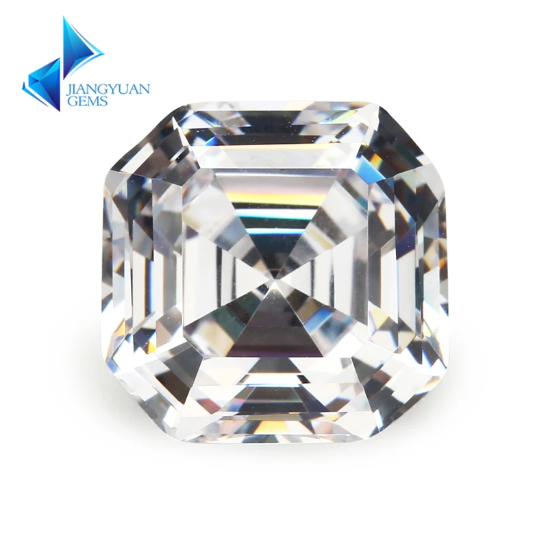 Size 3x3~12x12mm Square Shape Asscher Cut White 5A Loose Cubic Zirconia Stone Synthetic Gems Zircon For Jewelry