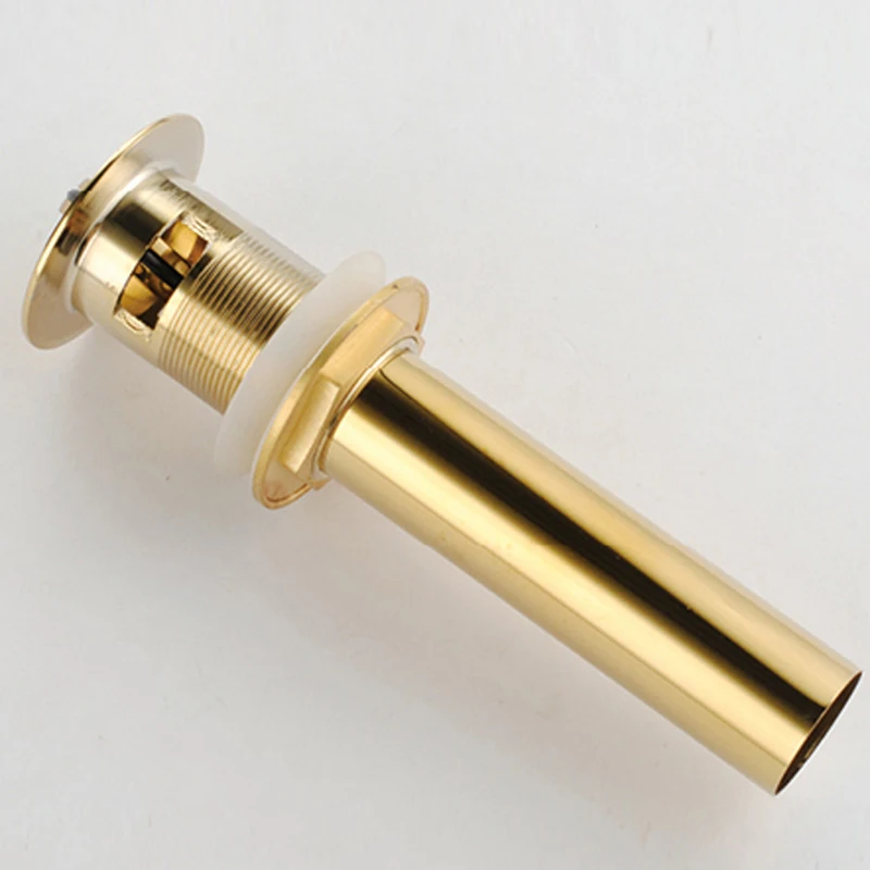 Bathroom Sink Drainer Brass reverse Golden Color Overflow Hole Basin Parts Faucet Accessories PJXSQ002G-Y