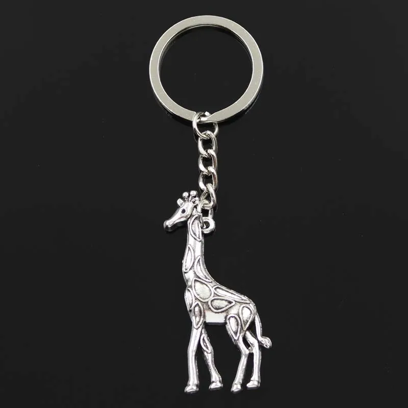 Fashion Keychain 53x23mm Giraffe Deer Pendants DIY Men Jewelry Car Key Chain Ring Holder Souvenir For Gift