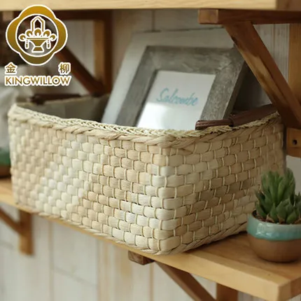 The manual straw storage basket storage box, corn skin woven, dirty clothes basket, desktop kitchen snacks litter basket