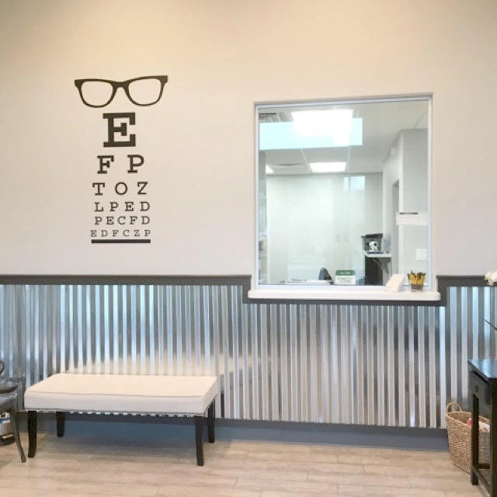 Large Glasses Eye Chart Optical Window Wall Sticker Eye Doctor Optometry Hipster Eyewear Specs Frames Glass Wall Decal Vinyl