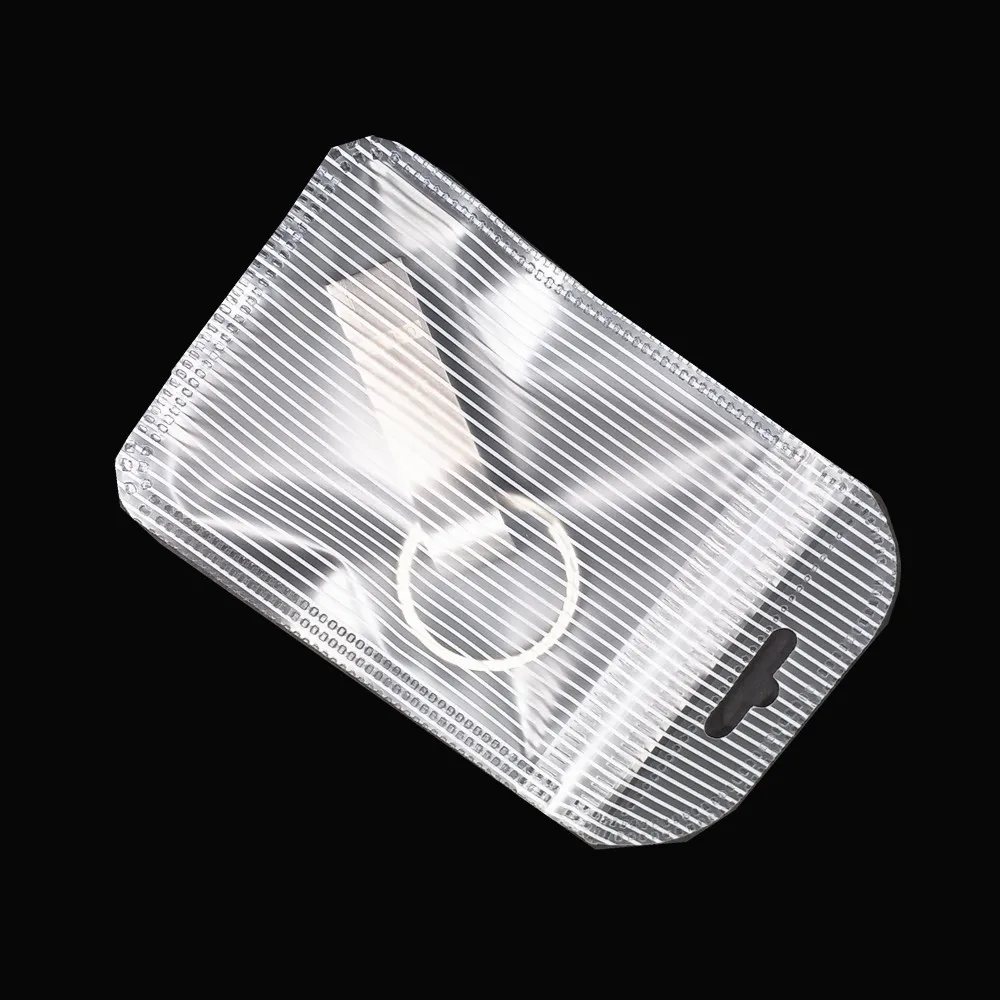 1500Pcs Clear Plastic Zip Lock Package Bag with Hang Hole Resealable Zipper Pouch Sundries Ziplock Bag with White Stripe Design