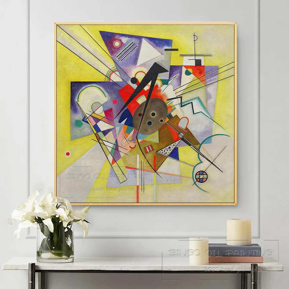 Skilled Artist Reproduce Yellow Accompaniment by Wassily Kandinsky Oil Painting Hand-painted Beauty Geometric Kandinsky Painting